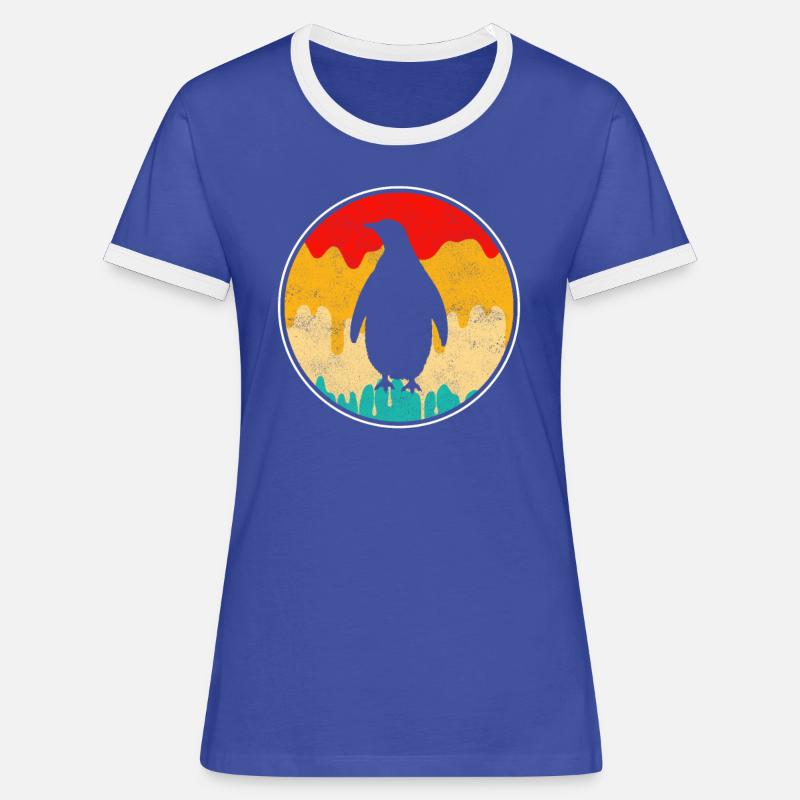 Retro Penguin - Women's Ringer T-Shirt - blue/white