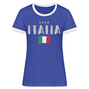 Italien Fußball Fan Trikot Flagge - Frauen Kontrast-T-Shirt - Blau/Weiß - Vorne