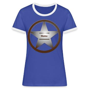 Mama Sheriff - Frauen Kontrast-T-Shirt - Blau/Weiß - Vorne