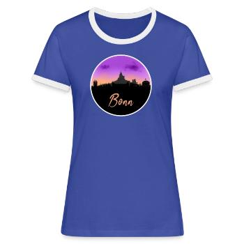 Bonn Fine Skyline - Frauen Kontrast-T-Shirt - Blau/Weiß - Vorne