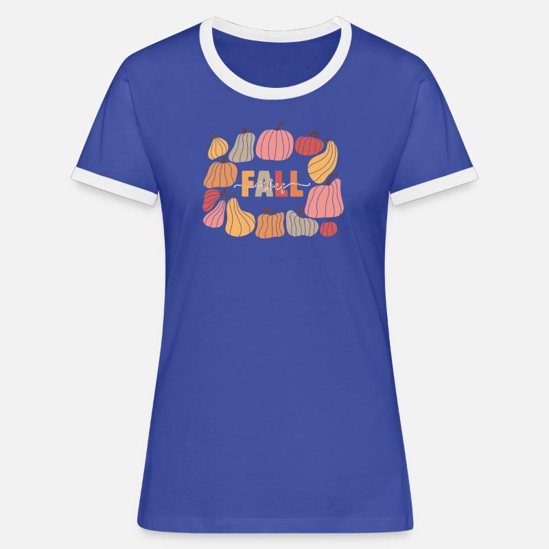 Pumpkins Fall Vibes - Women's Ringer T-Shirt - blue/white