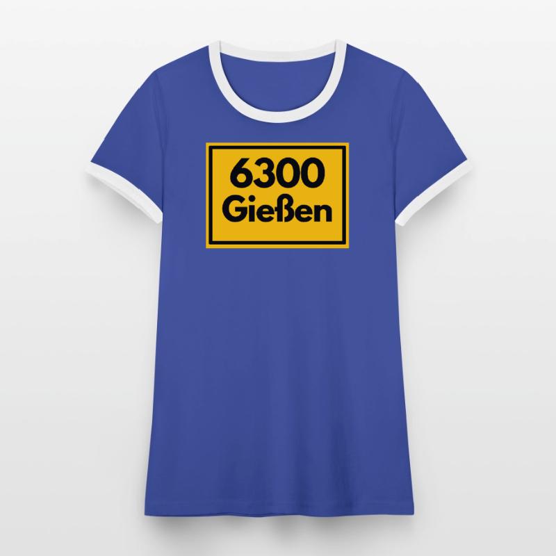 OLD POSTCODE ZIP CODE RETRO 6300 GIESSEN Women's Ringer T-Shirt