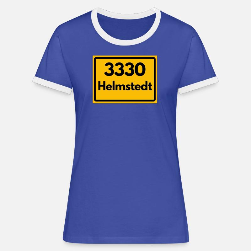 OLD POSTCODE ZIP CODE RETRO 3330 HELMSTEDT JULEUM! - Women's Ringer T-Shirt - blue/white
