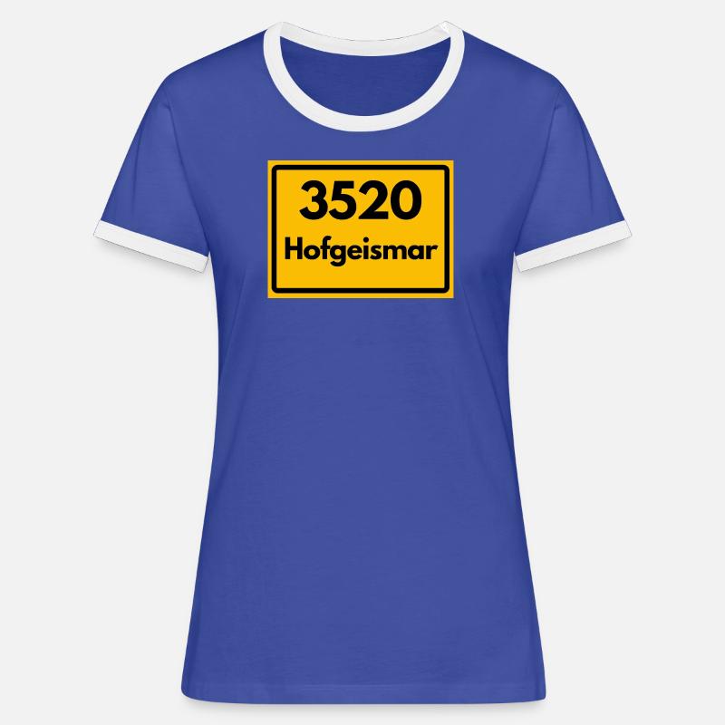 OLD POSTCODE POSTCODE RETRO 3520 HOFGEISMAR - Women's Ringer T-Shirt - blue/white