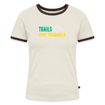 Trailrunning - Trails über Laufbänder - Frauen Kontrast-T-Shirt - Blau/Weiß - Vorne