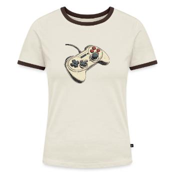 Manette de jeu vidéo, symbole manette de jeu, logo - T-shirt contrasté Femme - bleu/blanc - Devant
