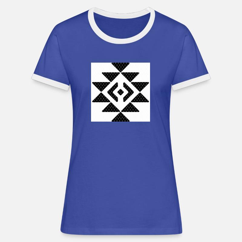 aztec pattern 7 watermark204 - Women's Ringer T-Shirt - blue/white