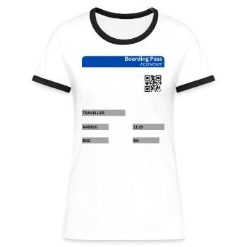 London Gatwick LGW Airport Flugticket Idee - Frauen Kontrast-T-Shirt - Blau/Weiß - Vorne