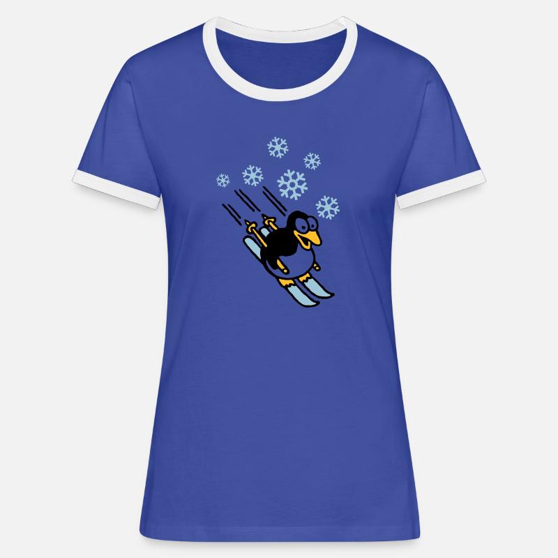 pinguin_ski_022011_h_3c - Women's Ringer T-Shirt - blue/white
