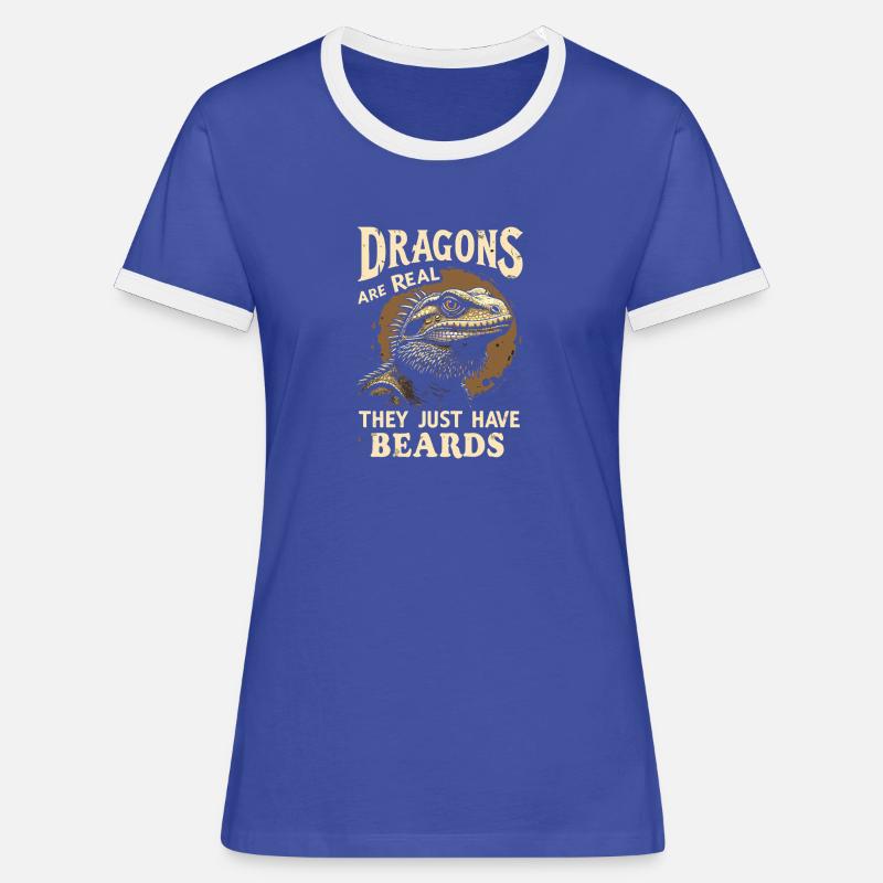 Bearded Dragon Bartagame - Women's Ringer T-Shirt - blue/white