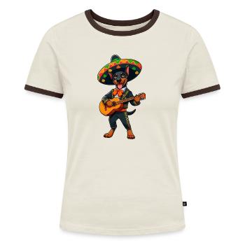 Mariachi Kleidung Cinco de Mayo Dobermann Mexiko - Frauen Kontrast-T-Shirt - Blau/Weiß - Vorne