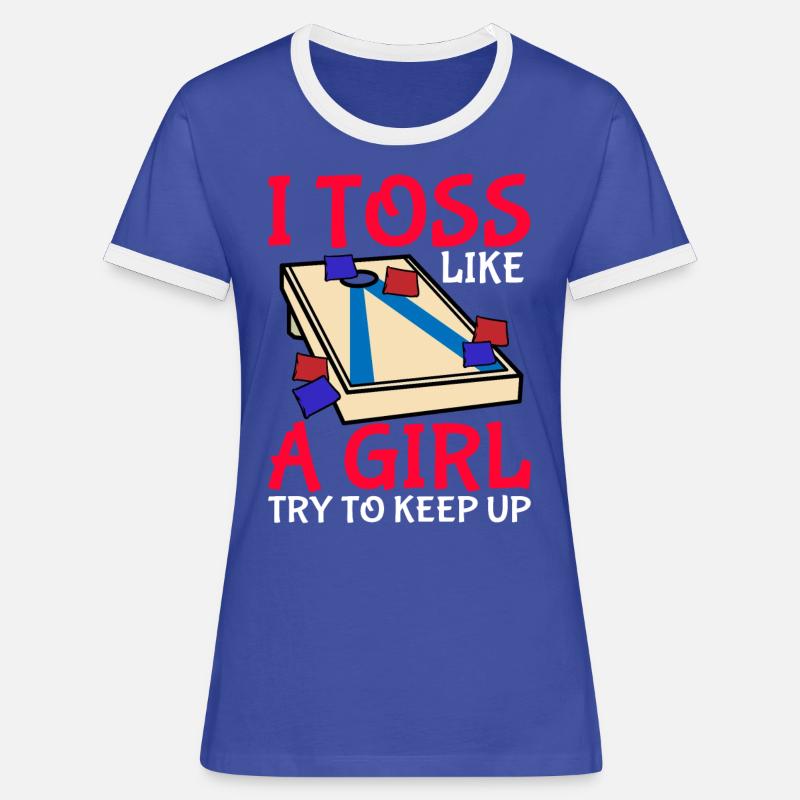 Cornhole corn hole - Women's Ringer T-Shirt - blue/white