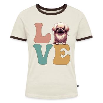Pekinese Hundeliebhaber - Frauen Kontrast-T-Shirt - Blau/Weiß - Vorne