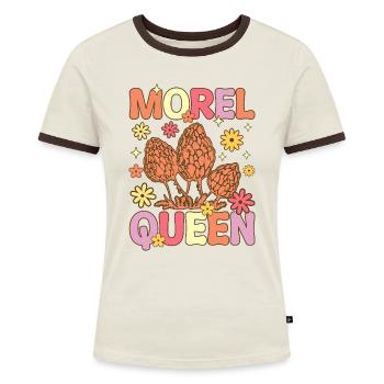 Groovy Mykologe auf Pilzsuche - Frauen Kontrast-T-Shirt - Blau/Weiß - Vorne