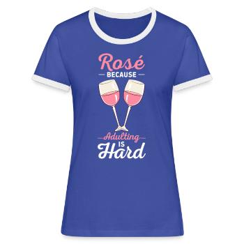Vin Rosé - T-shirt contrasté Femme - bleu/blanc - Devant