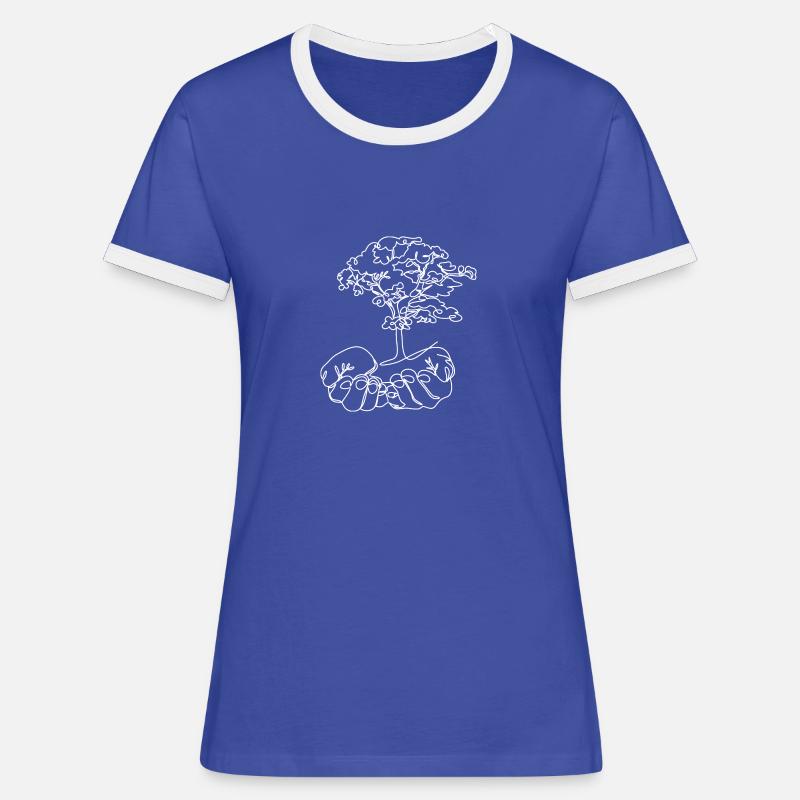 Hands Climate Protection Tree - Women's Ringer T-Shirt - blue/white