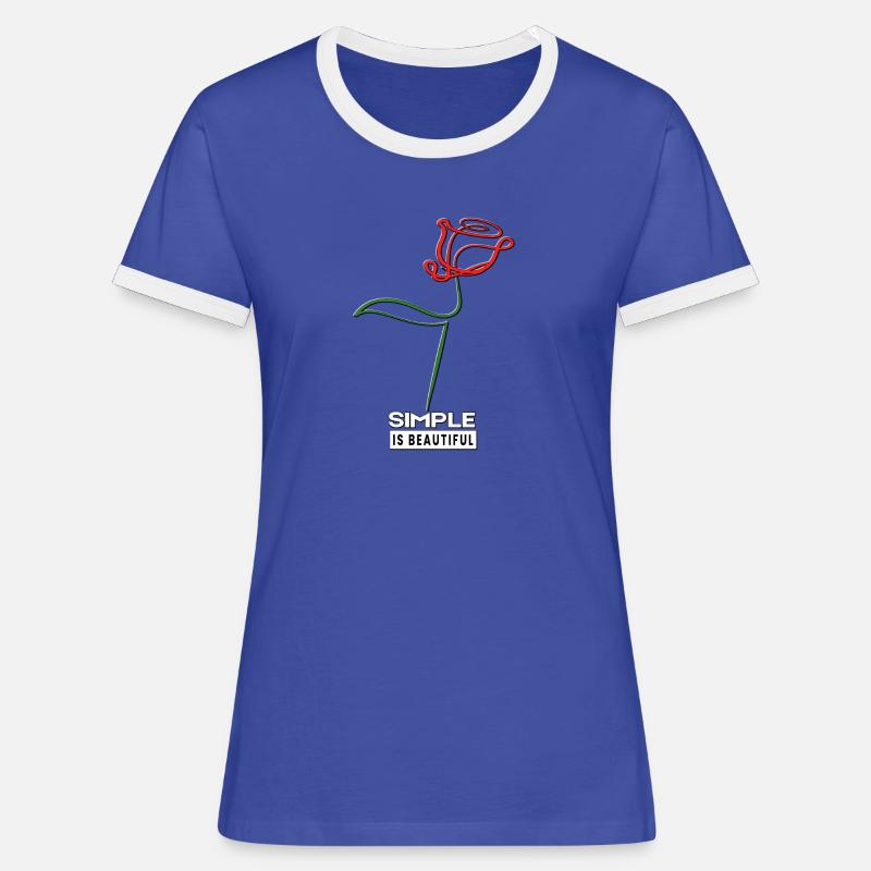 Simple is beautiful. Red rose. - Women's Ringer T-Shirt - blue/white