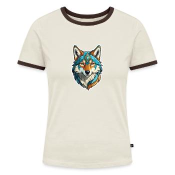 Wolf fantasy illustration - Women's Ringer T-Shirt - blue/white - Front