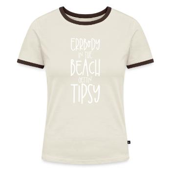 Errbody In The Beach S’Enivre - T-shirt contrasté Femme - bleu/blanc - Devant
