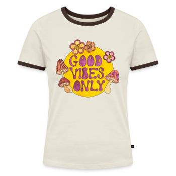 Good Vibes Only 70s Funky Groovy Flower Power 60E - Women's Ringer T-Shirt - blue/white - Front