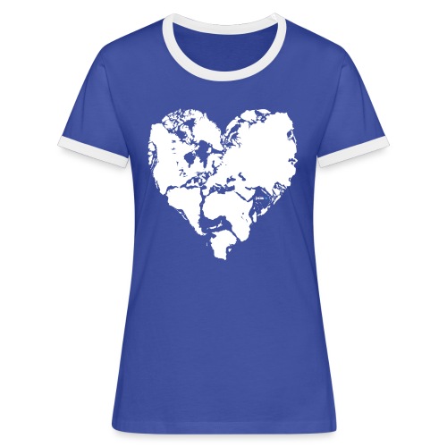 53_Welt-Herz_ - Frauen Kontrast-T-Shirt