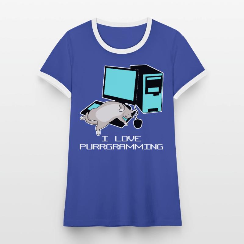 Programmierer Admin Computer Katze Frauen Kontrast-T-Shirt