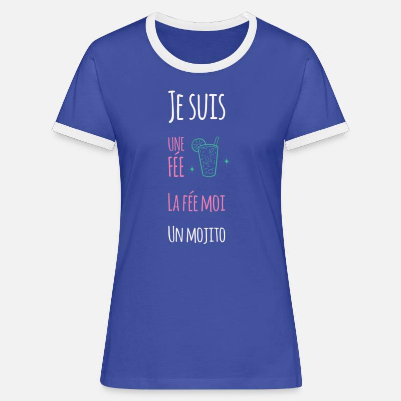 Ich bin eine Fee, die Fee ist ein Mojito - Frauen Kontrast-T-Shirt - Blau/Weiß