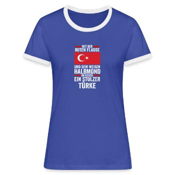 Türken Türkisch Türkei - Frauen Kontrast-T-Shirt - Blau/Weiß - Vorne