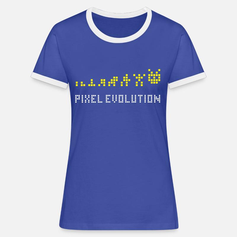 Pixel Evolution - Women's Ringer T-Shirt - blue/white