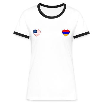 Armenië - Vrouwen contrastshirt - blauw/wit - Voor