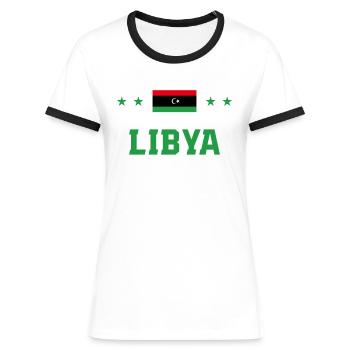 Libyen - Frauen Kontrast-T-Shirt - Blau/Weiß - Vorne