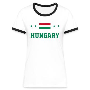 Hongrie - T-shirt contrasté Femme - bleu/blanc - Devant