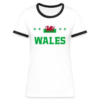 Wales - Women's Ringer T-Shirt - blue/white - Front