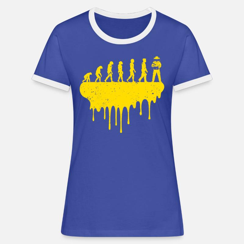 Bees beekeepers evolution - Women's Ringer T-Shirt - blue/white