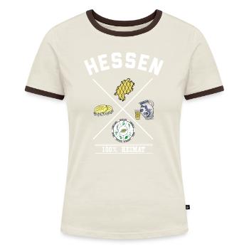 Hessen Heimat Frankfurt Äppler Handkäs Grie Soß - Frauen Kontrast-T-Shirt - Blau/Weiß - Vorne