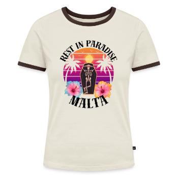 Malta RIP Sarkasmus - Frauen Kontrast-T-Shirt - Blau/Weiß - Vorne