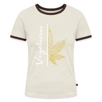 Vegetarian / cannabis / cannabis leaf / hemp - Women's Ringer T-Shirt - blue/white - Front