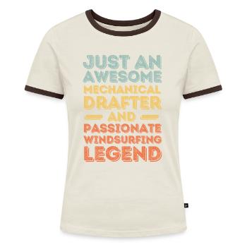 Technischer-Zeichner Windsurfen retro - Frauen Kontrast-T-Shirt - Blau/Weiß - Vorne