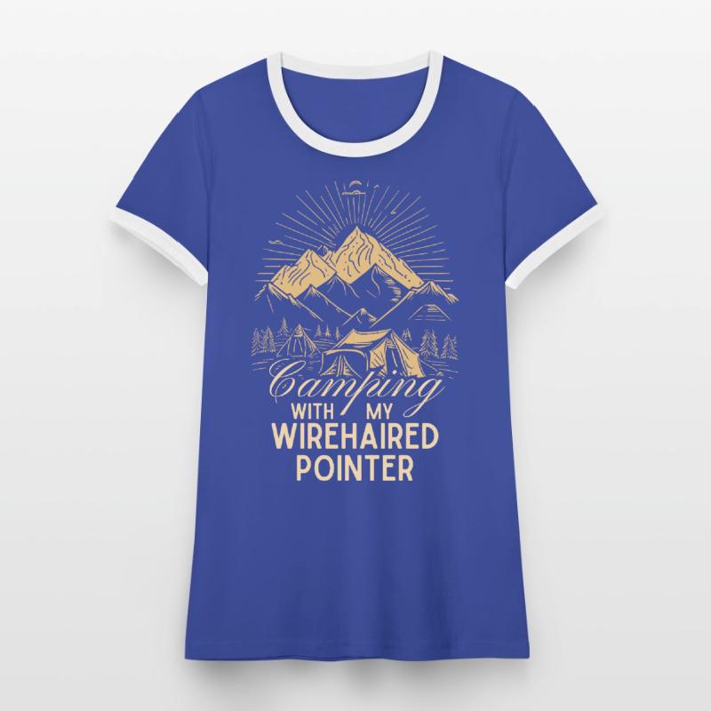 German Wirehaired Camping Wirehaired Pointer Women's Ringer T-Shirt