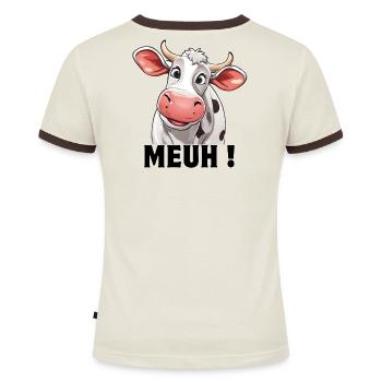 Kuh, Milchkuh, Kuhbauer - Frauen Kontrast-T-Shirt - Blau/Weiß - Hinten