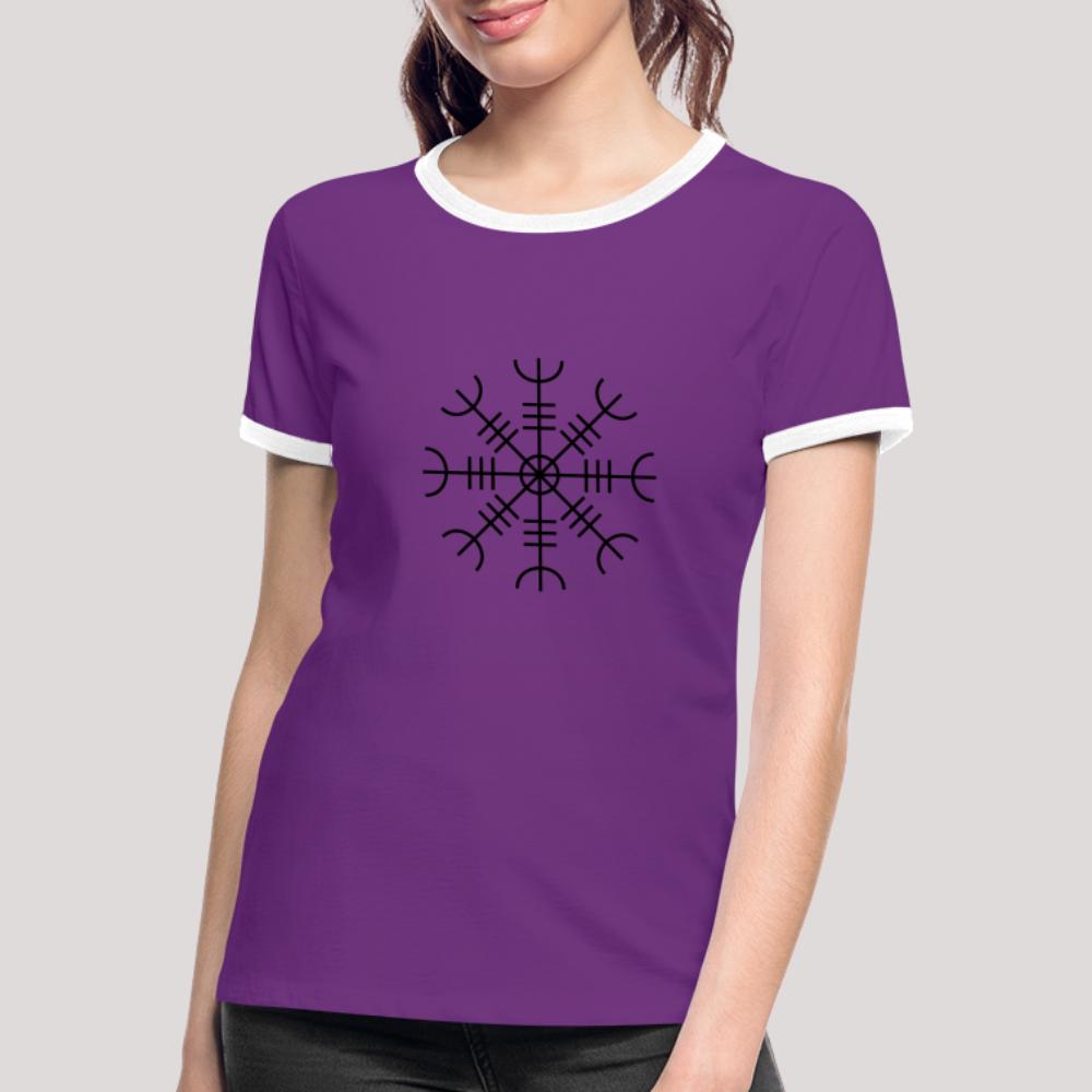 Aegishjalmur - Frauen Kontrast-T-Shirt Lila/Weiß