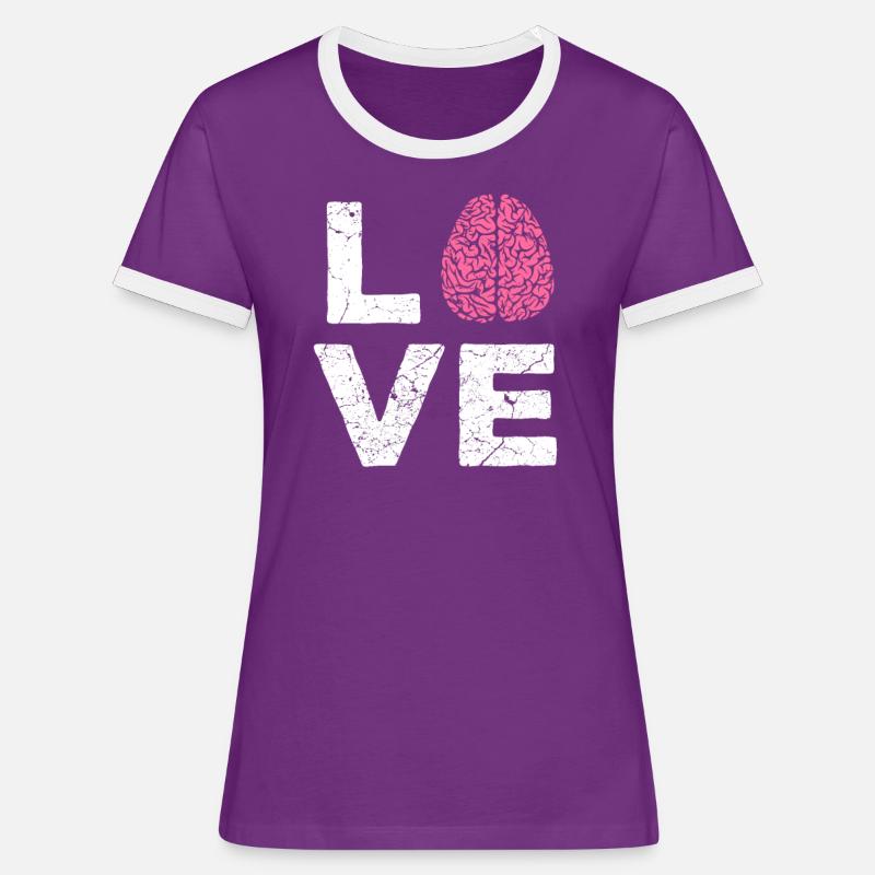IQ brain intelligence knowledge learning teacher - Women's Ringer T-Shirt - purple/white