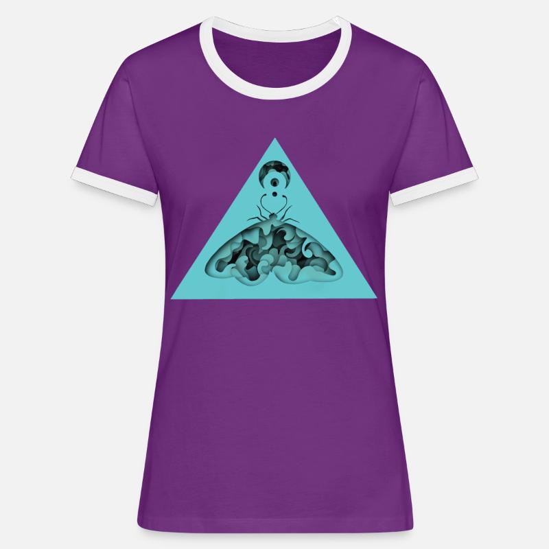 Infinity Moth - Boho Moths 3D Papercut Design - Women's Ringer T-Shirt - purple/white