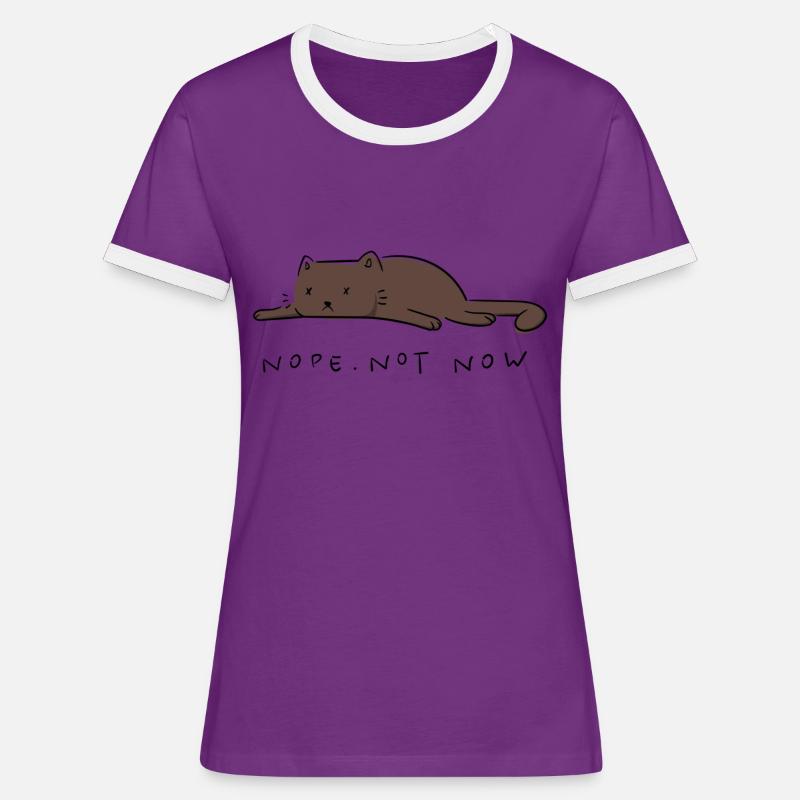 Énonciations de chat chat non. Pas maintenant - T-shirt contrasté Femme - violet/blanc