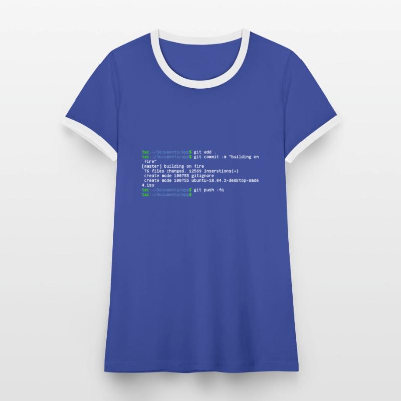 linux shell git building on fire T-shirt contrasté Femme