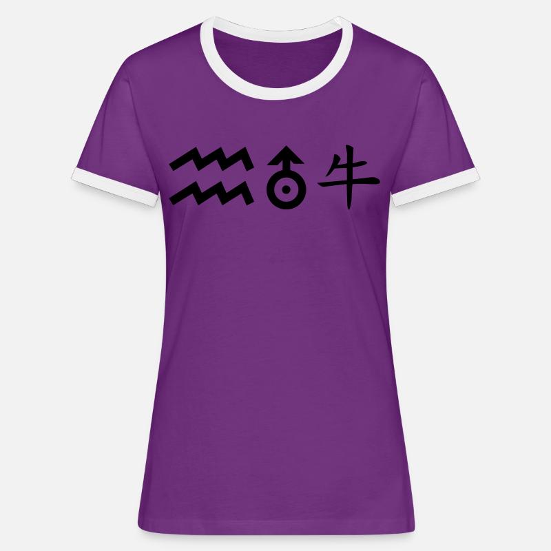Aquarius Uranus Ox - Women's Ringer T-Shirt - purple/white