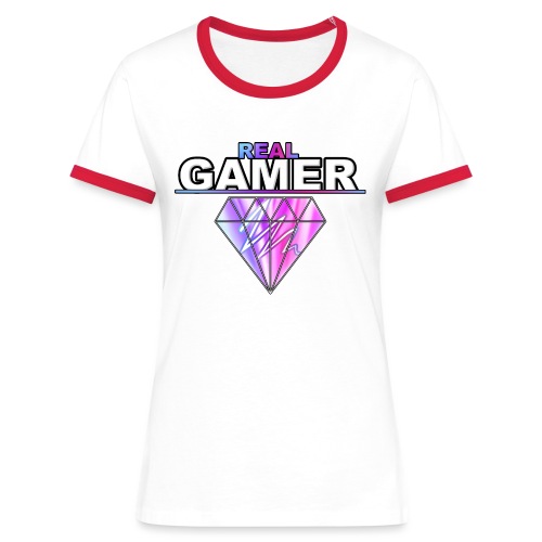 REAL GAMER PINK - Koszulka damska z kontrastowymi wstawkami