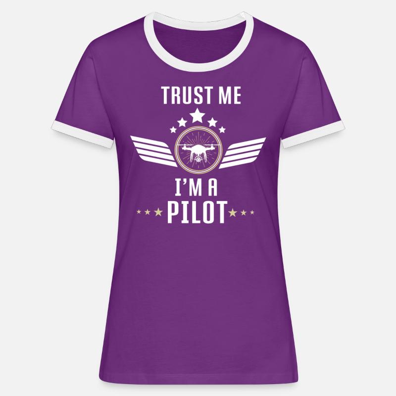 Drone Drone Pilot Drones quadcopter drone - Kontrast-T-shirt dam - lila/vit