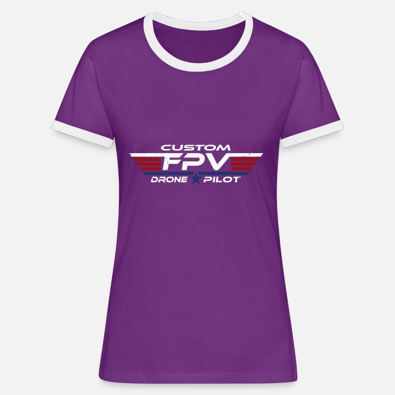 FPV Drone Drone Drone Pilot Drone Pilot Drone Pilot - Women's Ringer T-Shirt - purple/white