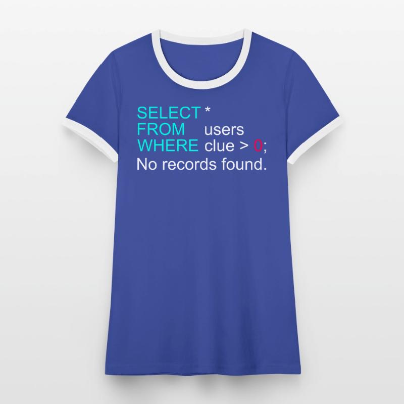 Database Data SQL Programmer Administration Women's Ringer T-Shirt